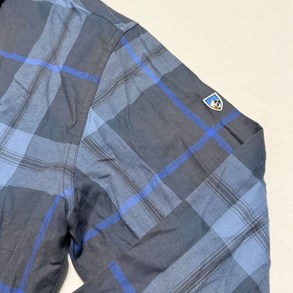 Kühl Fugitive Men’s 2XL Soft Flannel Button Up Blue Plaid Shirt Long Sleeve - Picture 4 of 13